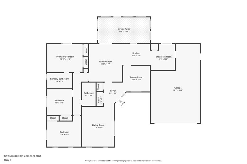 4,160/Mo, 620 Riverwoods Cir Orlando, FL 32825 Floor Plan View