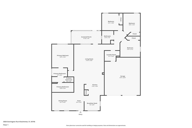 2,080/Mo, 3020 Stonington Run Kissimmee, FL 34746 Floor Plan View