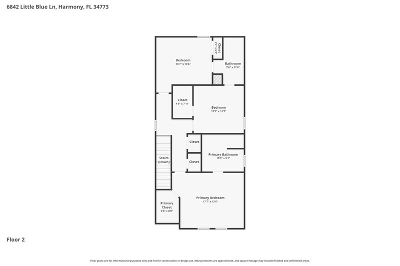 2,040/Mo, 6842 Little Blue Ln Harmony, FL 34773 Floor Plan View 2