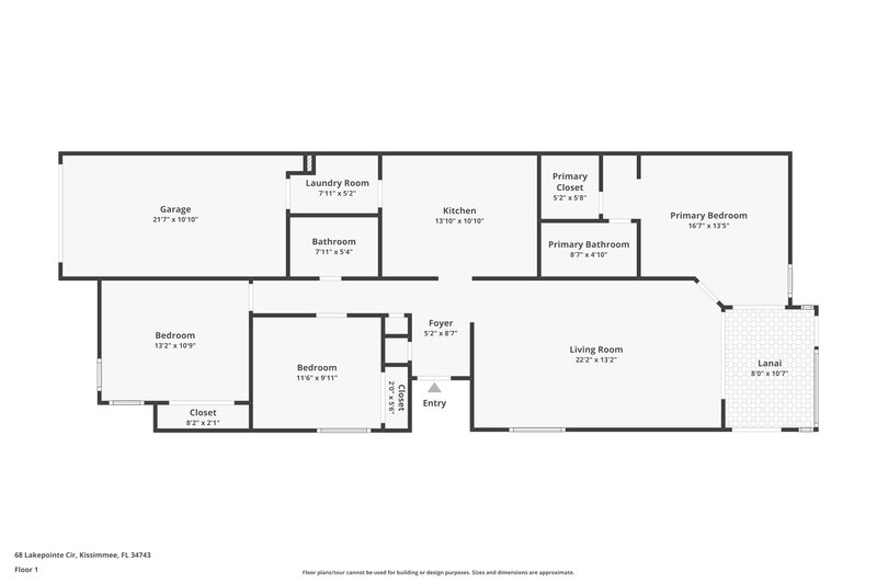 1,960/Mo, 68 Lakepointe Cir Kissimmee, FL 34743 Floor Plan View
