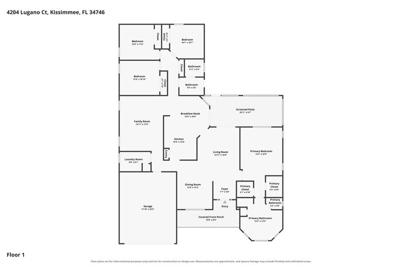 2,440/Mo, 4204 Lugano Ct Kissimmee, FL 34746 Floor Plan View