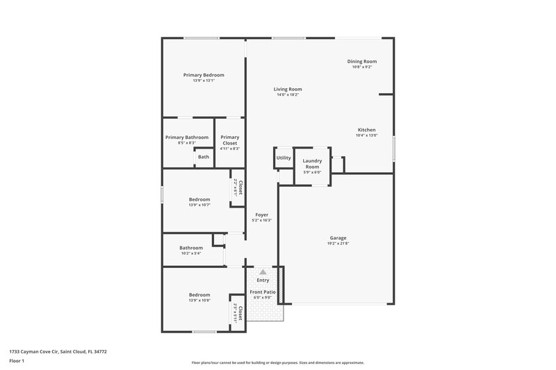2,790/Mo, 1733 Cayman Cove Cir Saint Cloud, FL 34772 Floor Plan View