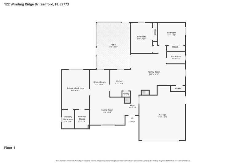2,185/Mo, 122 Winding Ridge Dr Sanford, FL 32773 Floor Plan View