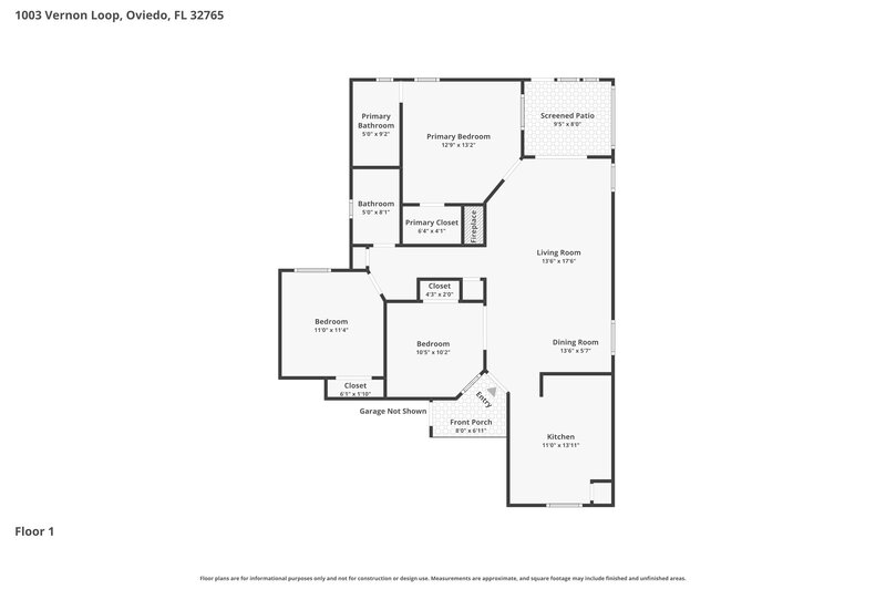 2,235/Mo, 1003 Vernon Loop Oviedo, FL 32765 Floor Plan View