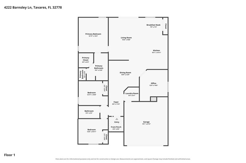 2,035/Mo, 4222 Barnsley Ln Tavares, FL 32778 Floor Plan View