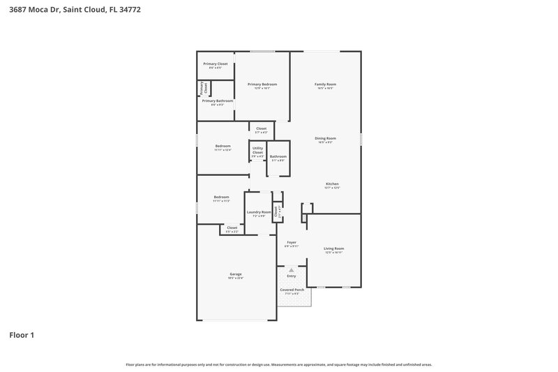2,270/Mo, 3687 Moca Dr Saint Cloud, FL 34772 Floor Plan View
