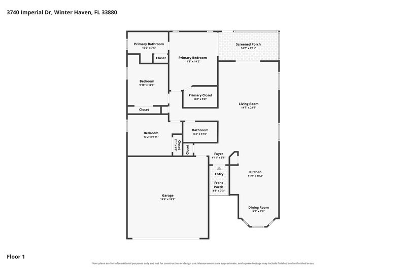 1,650/Mo, 3740 Imperial Dr Winter Haven, FL 33880 Floor Plan View