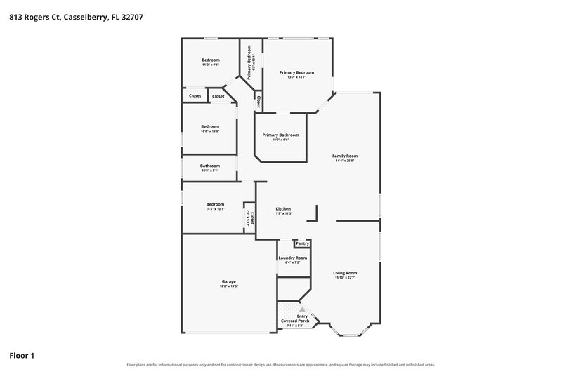 2,660/Mo, 813 Rogers Ct Casselberry, FL 32707 Floor Plan View