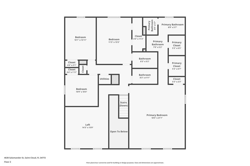 2,475/Mo, 4630 Salamander St Saint Cloud, FL 34772 Floor Plan View 2