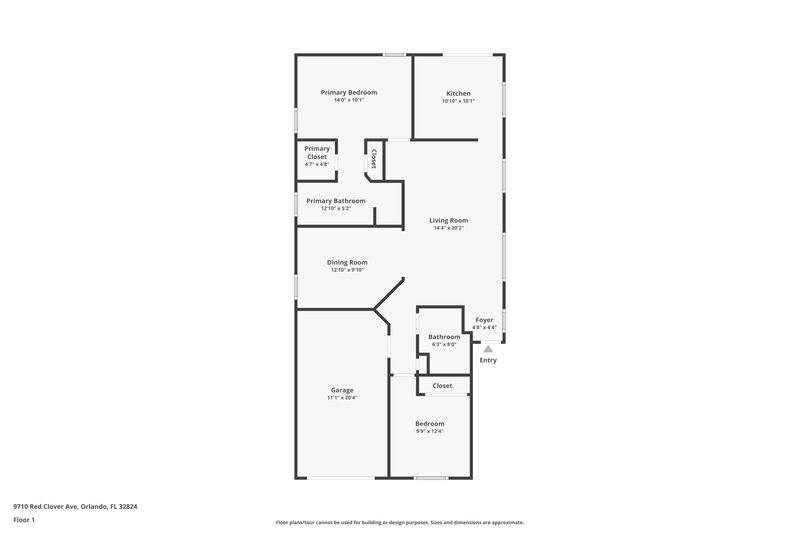 1,855/Mo, 9710 Red Clover Ave Orlando, FL 32824 Floorplan View