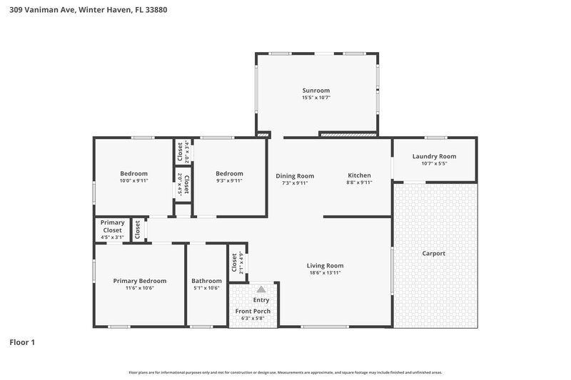 1,595/Mo, 309 Vaniman Ave Winter Haven, FL 33880 Floor Plan View