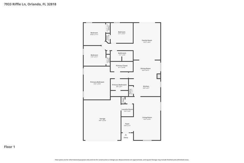 2,395/Mo, 7933 Riffle Ln Orlando, FL 32818 Floor Plan View