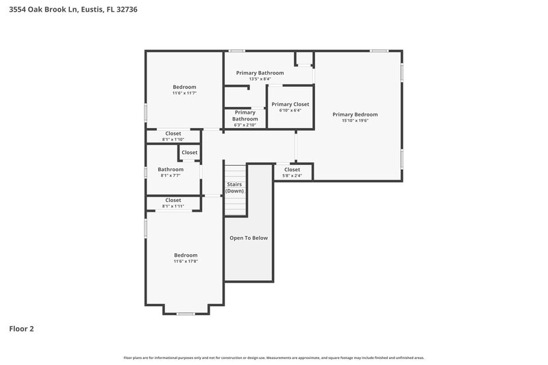 2,350/Mo, 3554 Oak Brook Ln Eustis, FL 32736 Floor Plan View 2