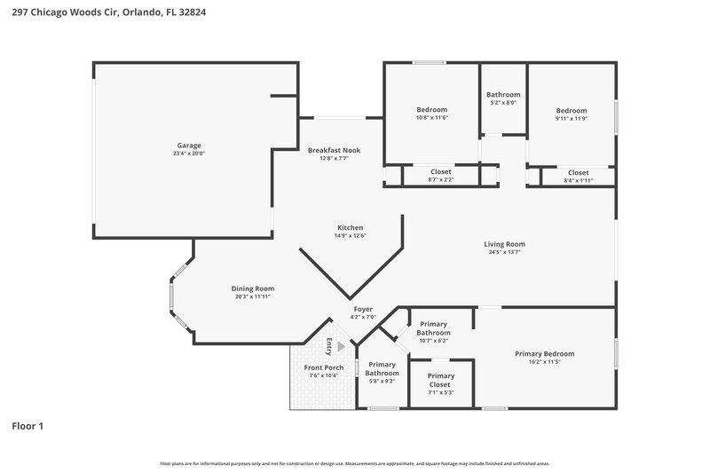 2,255/Mo, 297 Chicago Woods Cir Orlando, FL 32824 Floorplan View