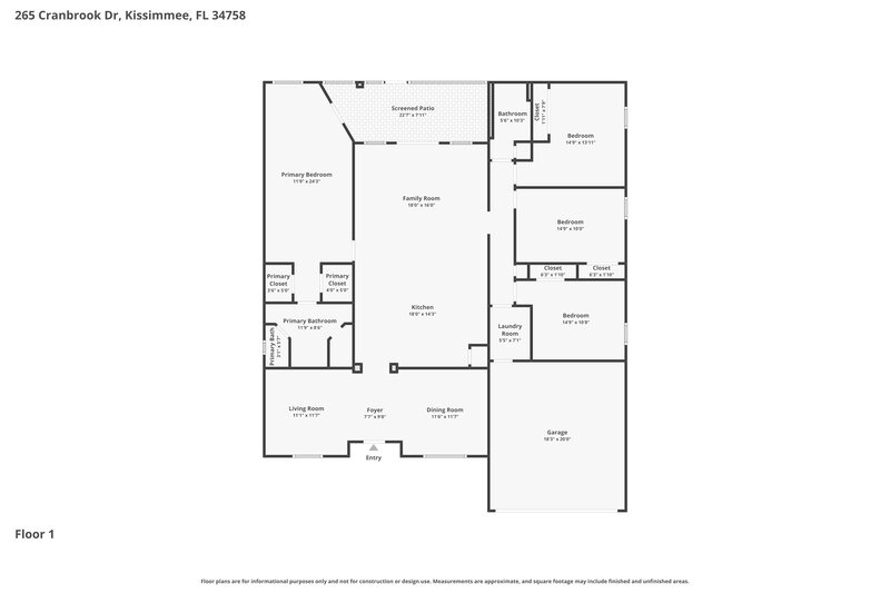 2,120/Mo, 265 Cranbrook Dr Kissimmee, FL 34758 Floor Plan View