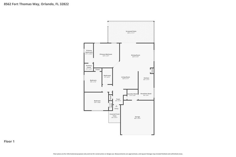 2,515/Mo, 8562 Fort Thomas Way Orlando, FL 32822 Floorplan View