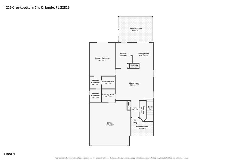 2,525/Mo, 1226 Creekbottom Cir Orlando, FL 32825 Floor Plan View