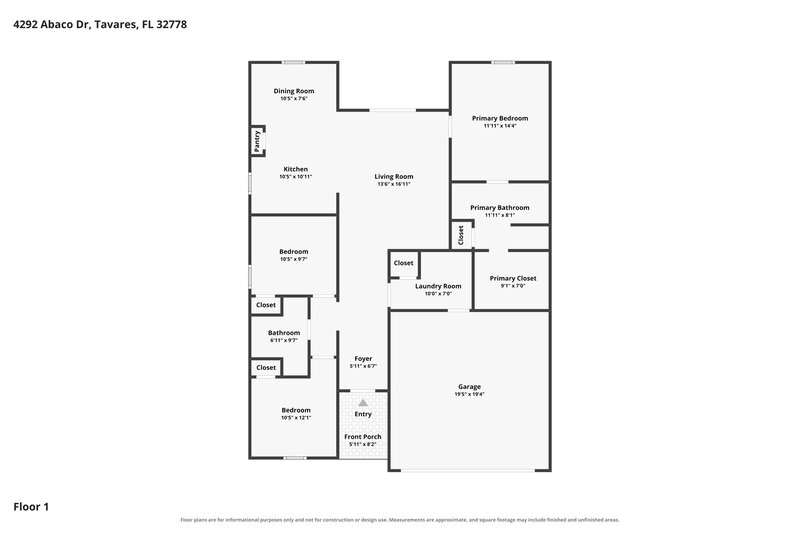 1,985/Mo, 4292 Abaco Dr Tavares, FL 32778 Floor Plan View