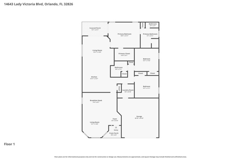 2,510/Mo, 14643 Lady Victoria Blvd Orlando, FL 32826 Floorplan View