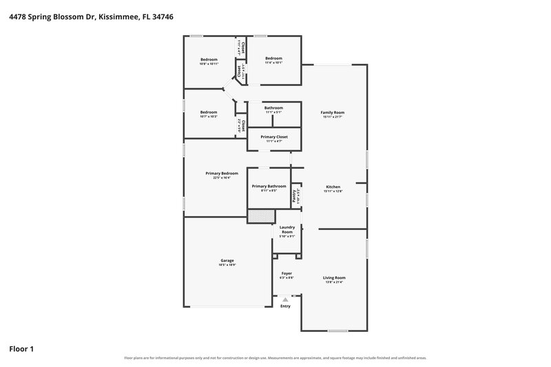 2,395/Mo, 4478 Spring Blossom Dr Kissimmee, FL 34746 Floor Plan View