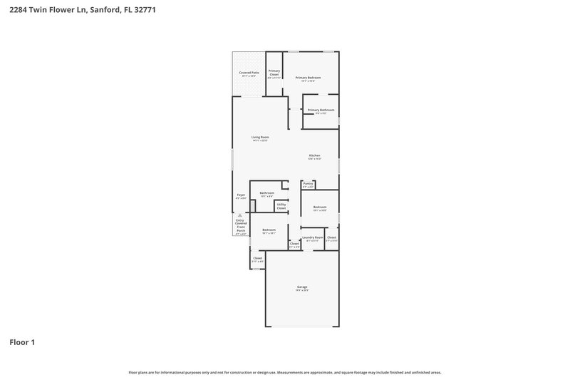 2,250/Mo, 2284 Twin Flower Ln Sanford, FL 32771 Floor Plan View