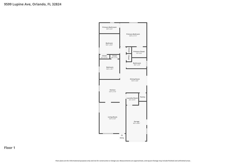1,900/Mo, 9599 Lupine Ave Orlando, FL 32824 Floorplan View