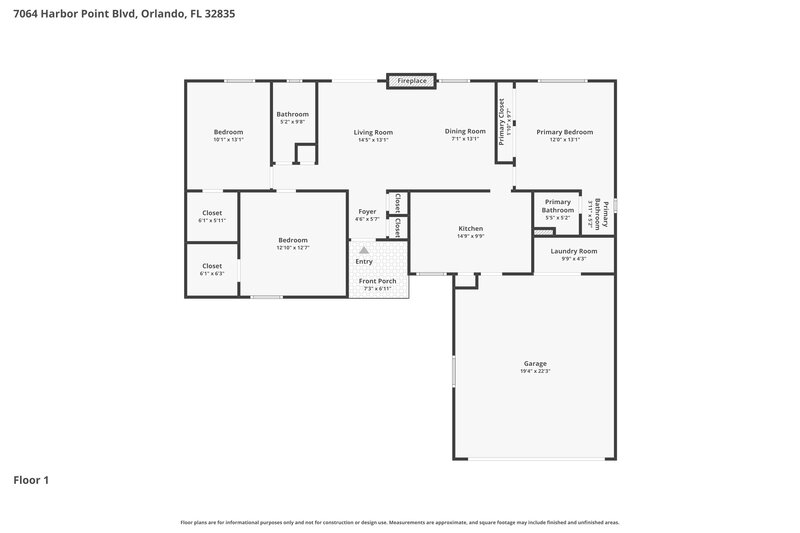 2,380/Mo, 7064 Harbor Point Blvd Orlando, FL 32835 Floor Plan View