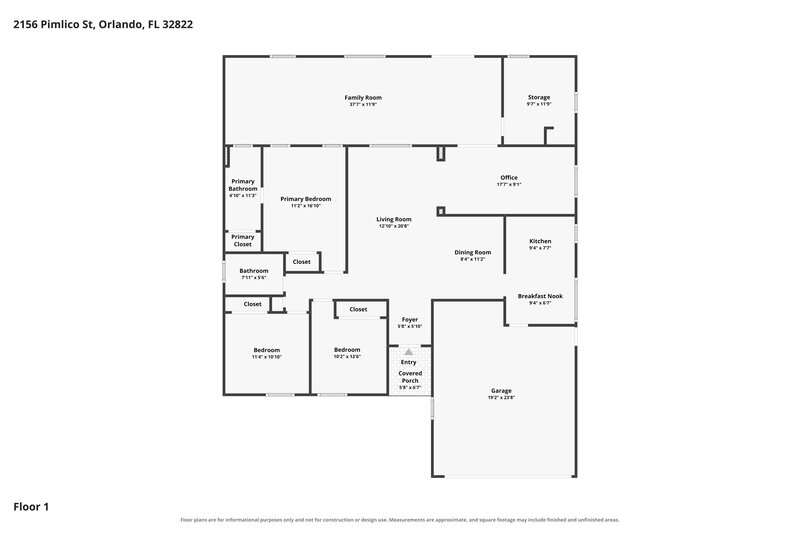 2,485/Mo, 2156 Pimlico St Orlando, FL 32822 Floorplan View