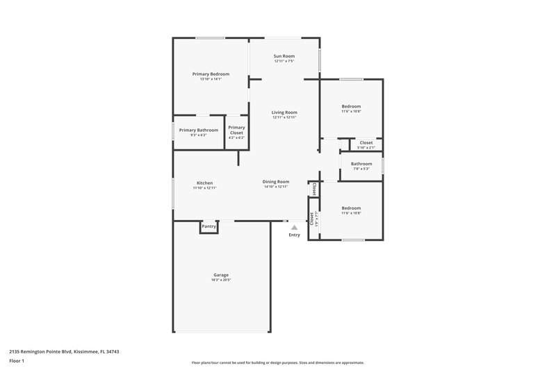 1,835/Mo, 2135 Remington Pointe Blvd Kissimmee, FL 34743 Floor Plan View