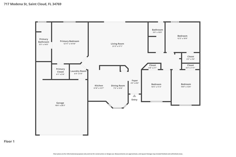 2,335/Mo, 717 Modena St Saint Cloud, FL 34769 Floor Plan View