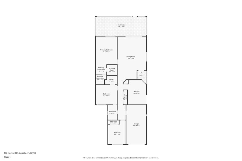 1,875/Mo, 536 Harvard Pl Apopka, FL 32703 Floorplan View