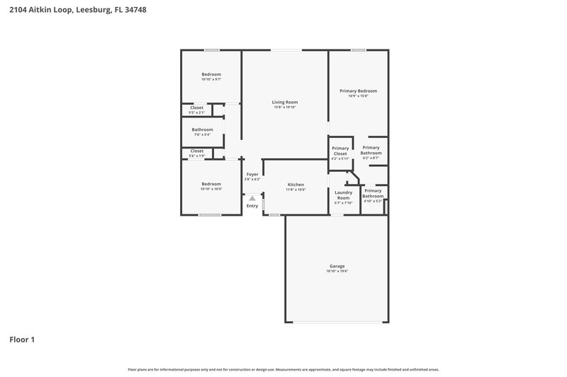 1,735/Mo, 2104 Aitkin Loop Leesburg, FL 34748 Floor Plan View