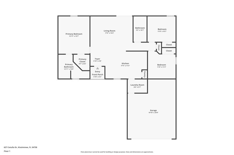 1,675/Mo, 627 Cotulla Dr Kissimmee, FL 34758 Floor Plan View