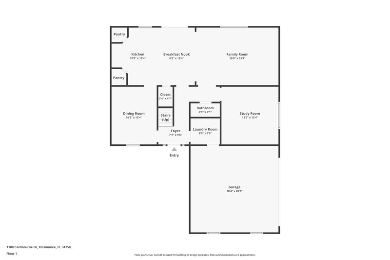 1,980/Mo, 1108 Cambourne Dr Kissimmee, FL 34758 Floor Plan View