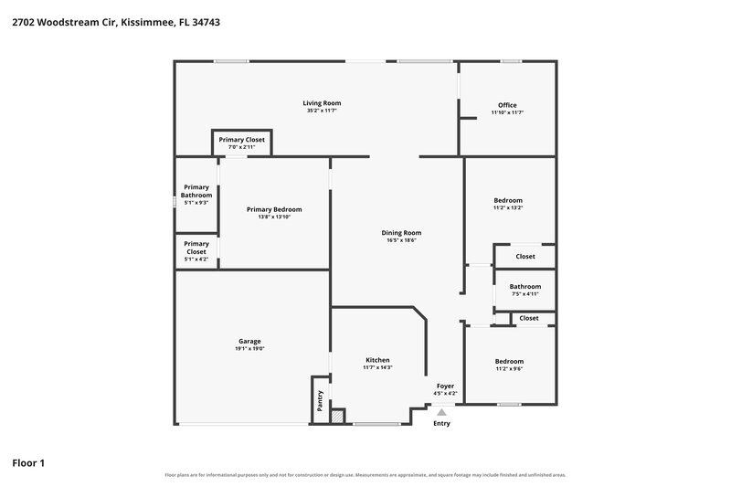 2,260/Mo, 2702 Woodstream Cir Kissimmee, FL 34743 Floor Plan View