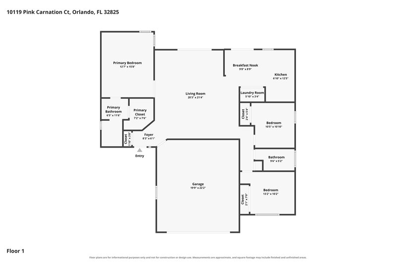 2,260/Mo, 10119 Pink Carnation Ct Orlando, FL 32825 Floor Plan View