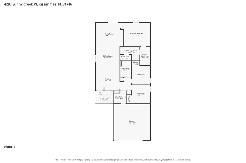 1,960/Mo, 4295 Sunny Creek Pl Kissimmee, FL 34746 Floor Plan View