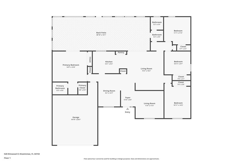 2,170/Mo, 520 Elmwood Ct Kissimmee, FL 34743 Floor Plan View