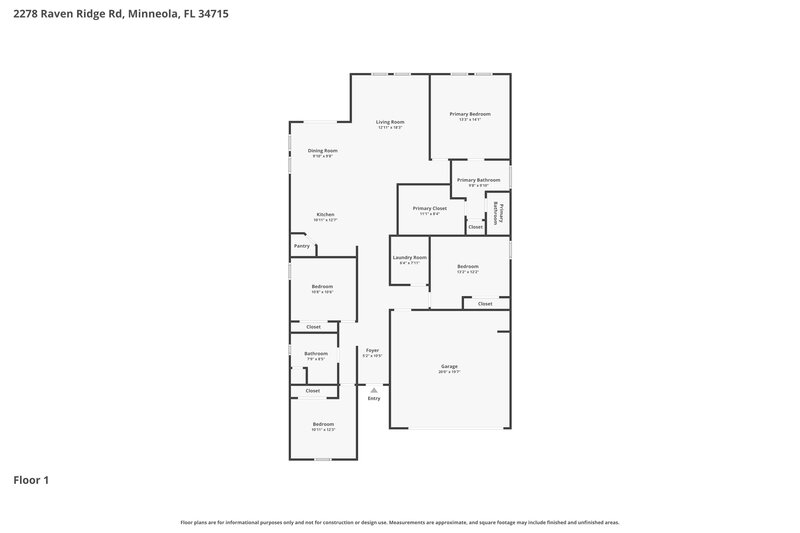 2,515/Mo, 2278 Raven Ridge Road Minneola, FL 34715 Floor Plan View