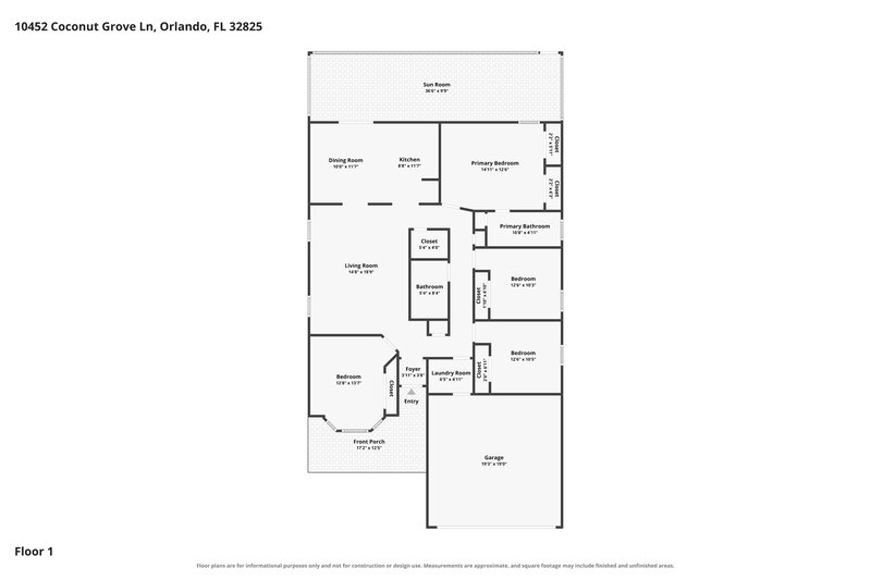 2,495/Mo, 10452 Coconut Grove Ln Orlando, FL 32825 Floor Plan View