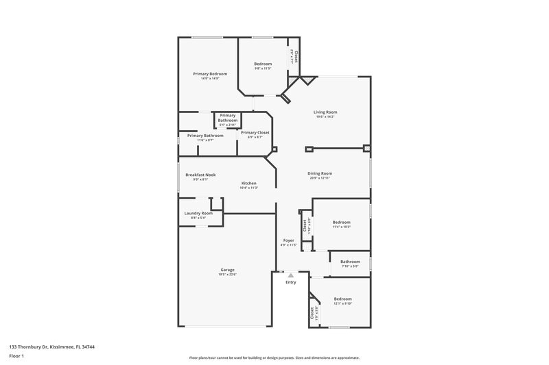 2,045/Mo, 133 Thornbury Dr Kissimmee, FL 34744 Floor Plan View