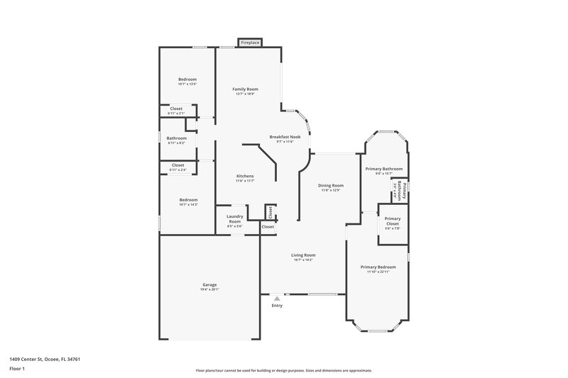 2,405/Mo, 1409 Center St Ocoee, FL 34761 Floor Plan View