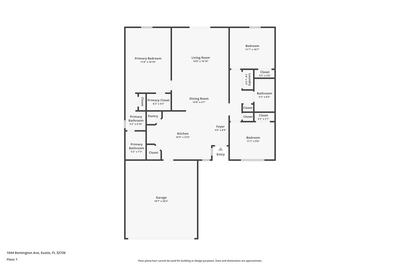 1,890/Mo, 1044 Remington Ave Eustis, FL 32726 Floor Plan View