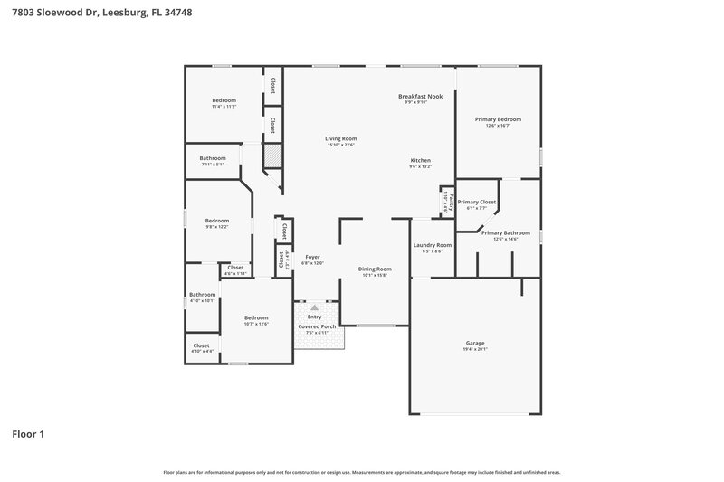 2,280/Mo, 7803 Sloewood Dr Leesburg, FL 34748 Floor Plan View