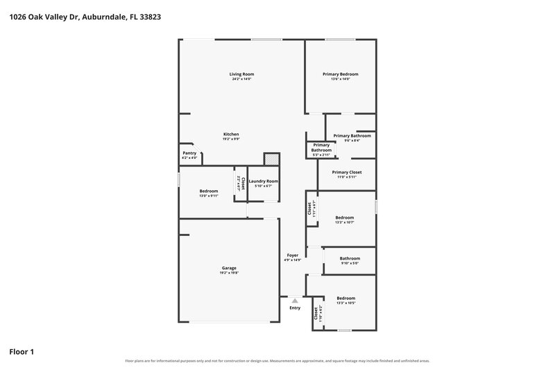 2,110/Mo, 1026 Oak Valley Drive Auburndale, FL 33823 Floor Plan View