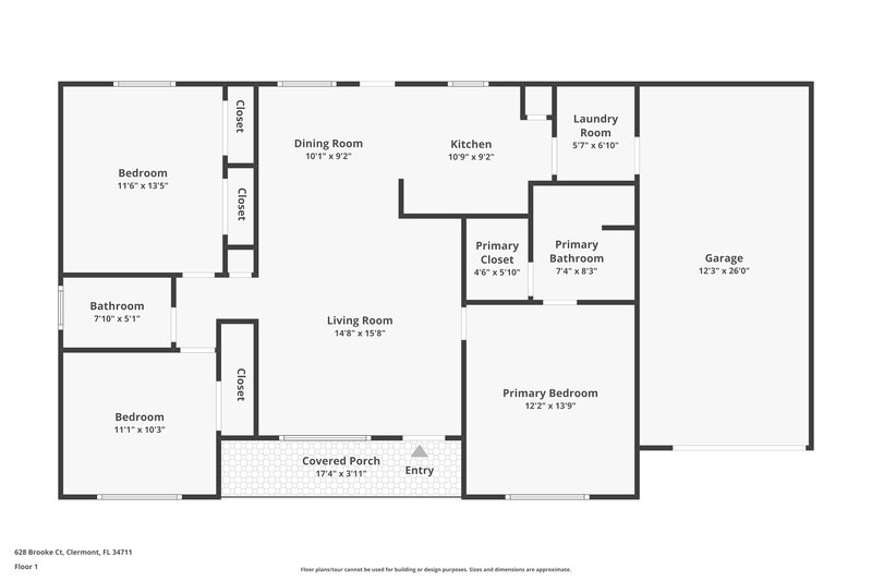 1,905/Mo, 628 Brooke Ct Clermont, FL 34711 Floor Plan View