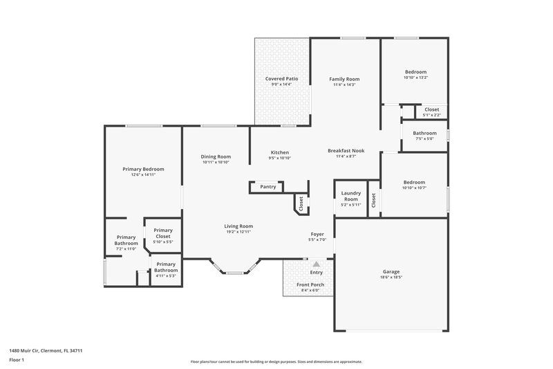 1,995/Mo, 1480 Muir Cir Clermont, FL 34711 Floor Plan View