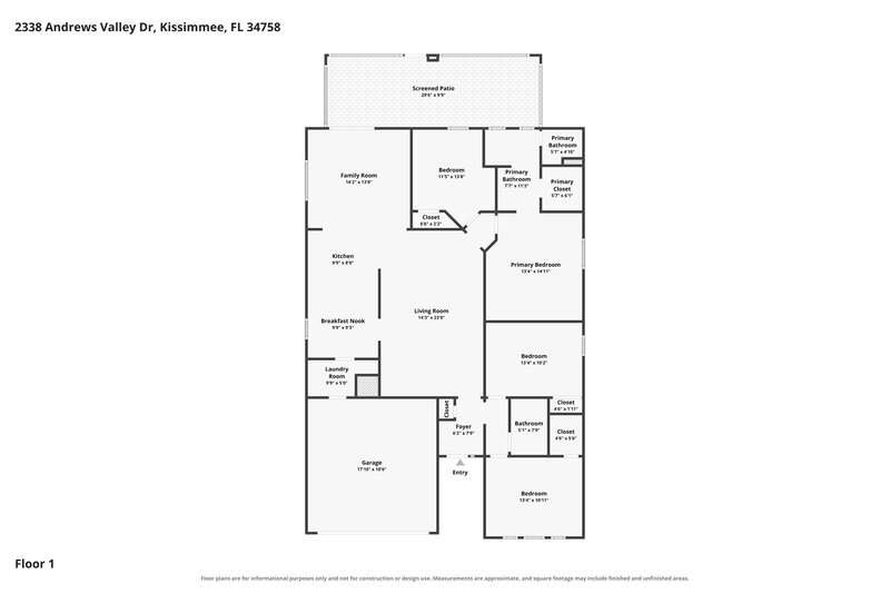 2,290/Mo, 2338 Andrews Valley Dr Kissimmee, FL 34758 Floor Plan View