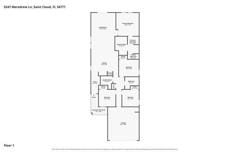 2,265/Mo, 5247 Meredrew Ln Saint Cloud, FL 34771 Floor Plan View