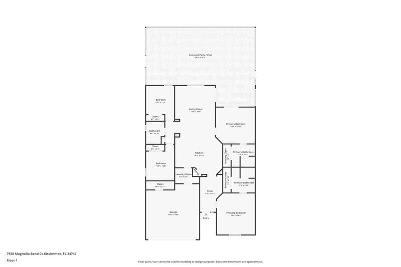 2,535/Mo, 7928 Magnolia Bend Ct Kissimmee, FL 34747 Floor Plan View